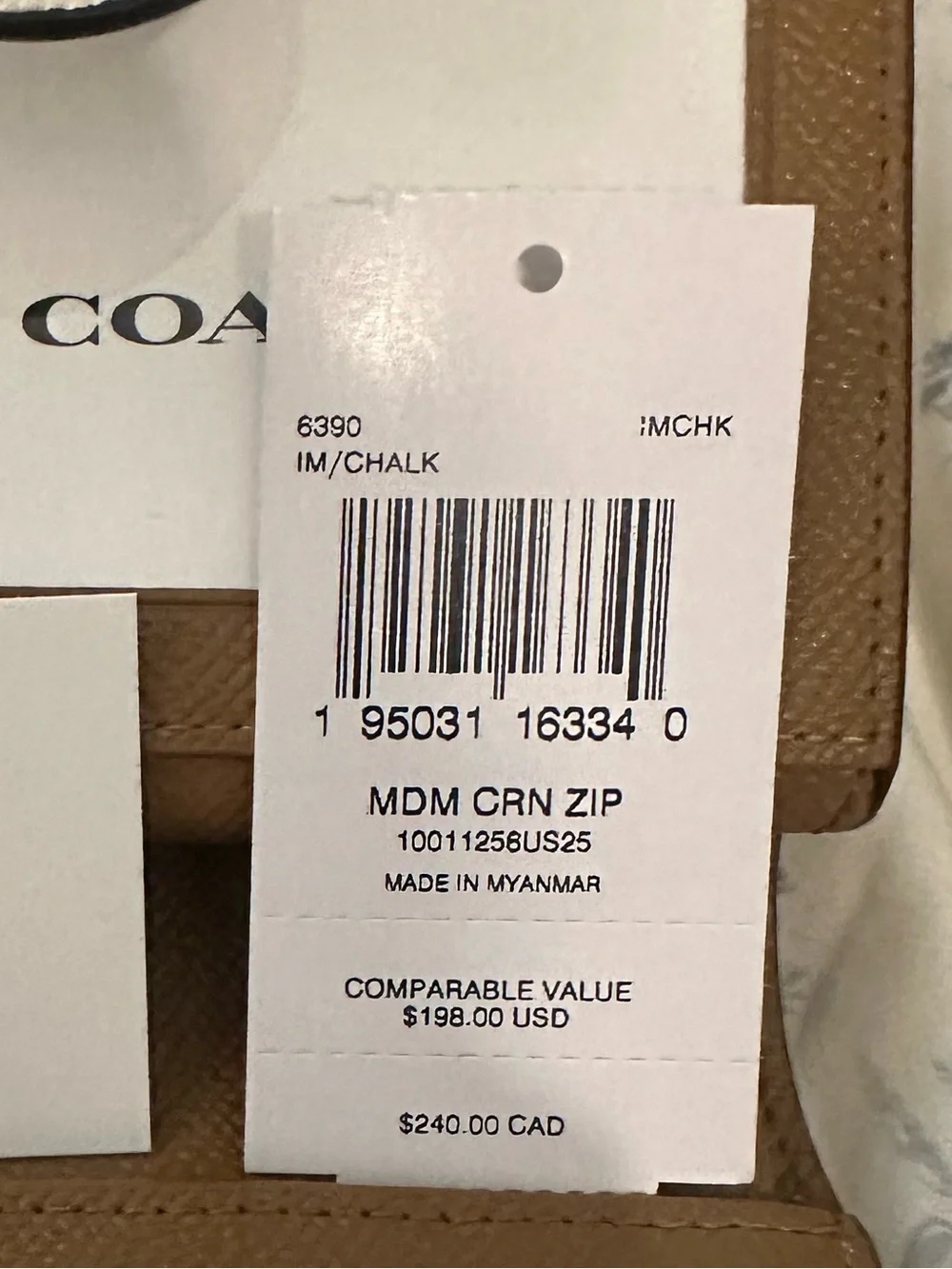 COACH Pebbled Leather Wallet in Off-White with Gold Hardware